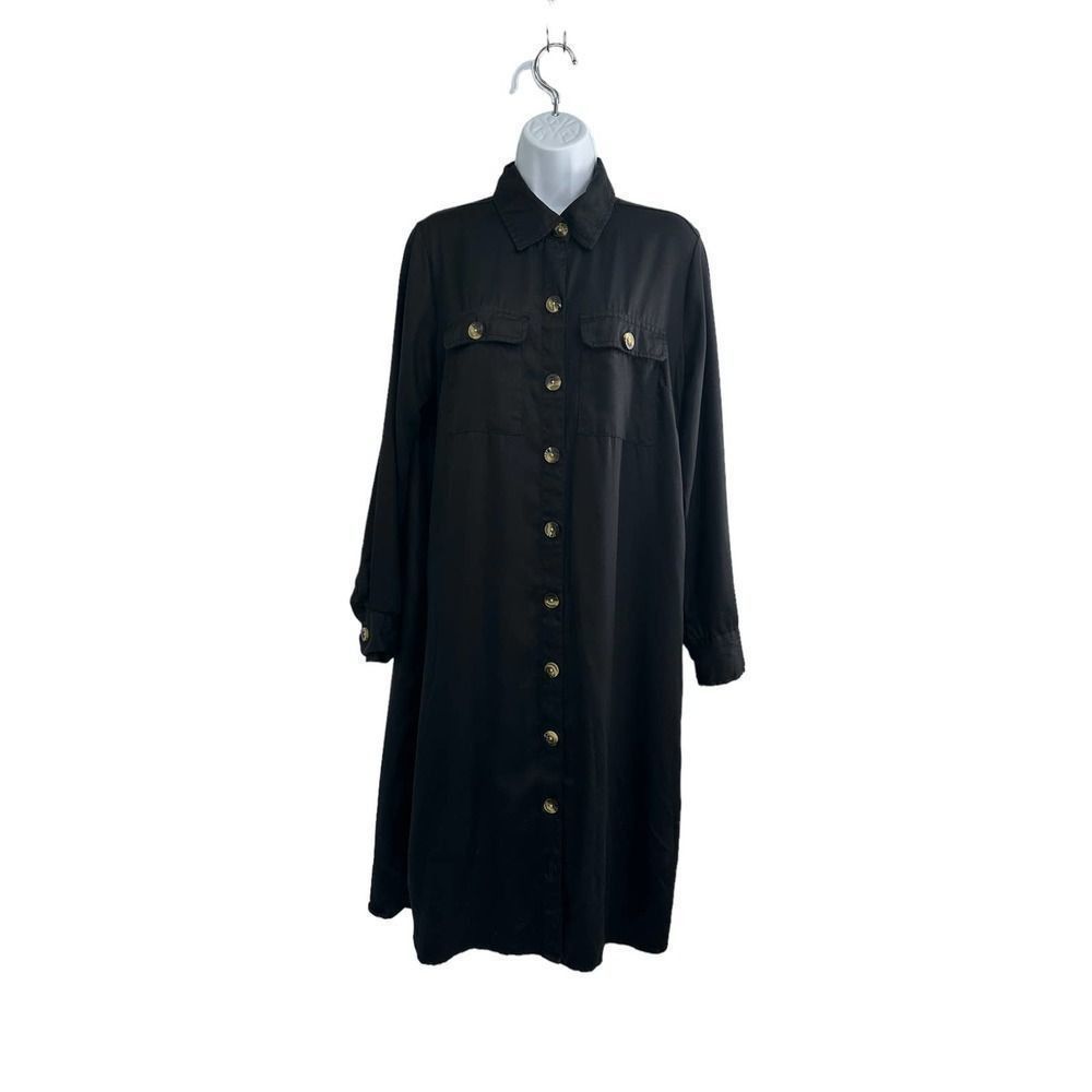 Time and Tru Maxi‎ Dress Black Button Down Small Goth  NWOT